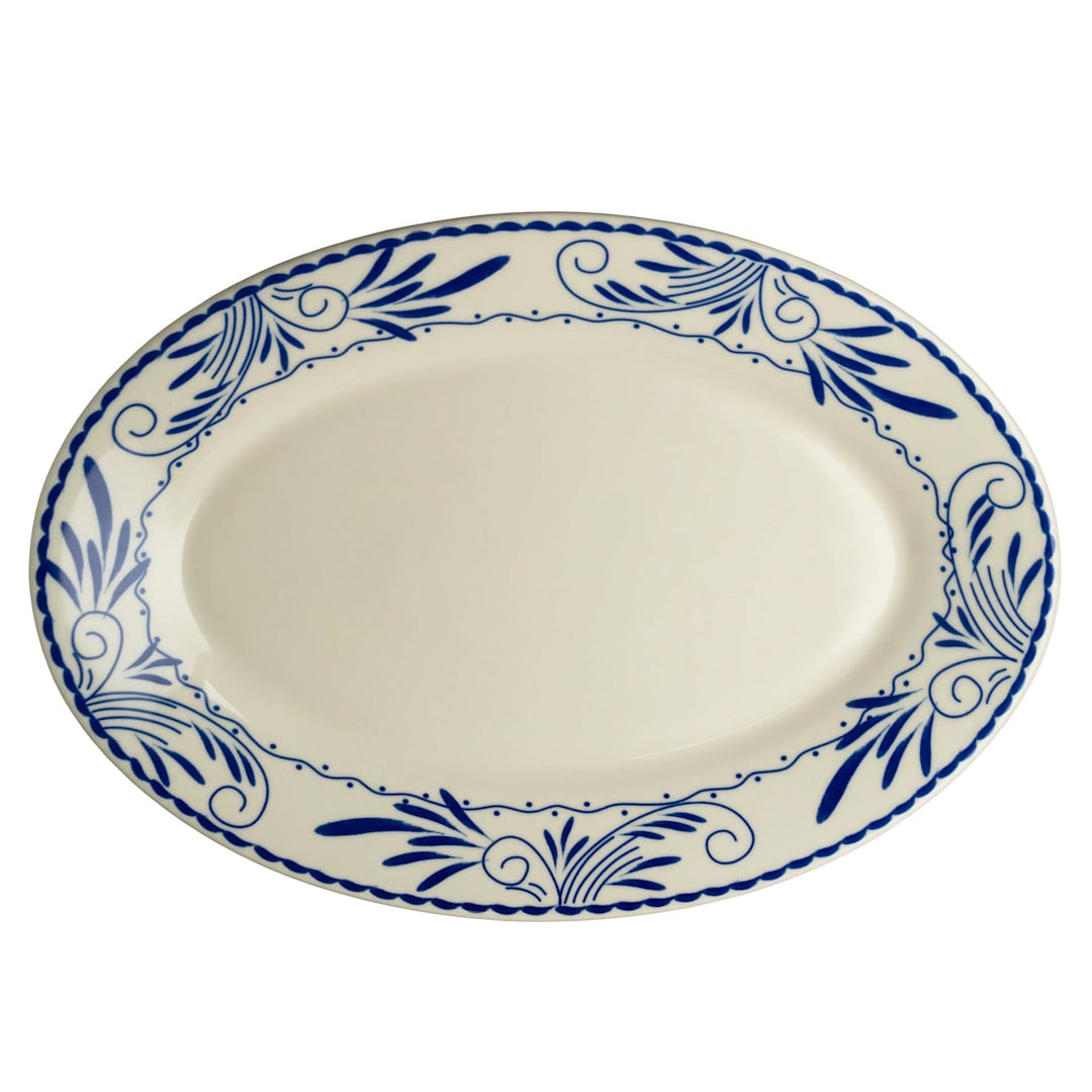Homer Laughlin HL15841008 Blue Mex 15.6 x 11.3 Oval Platter