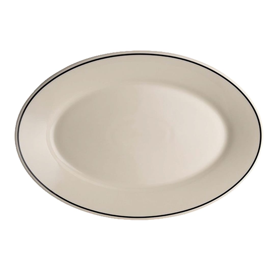Homer Laughlin HL1581743 Black Line 15.6 x 11.3 Oval Platter