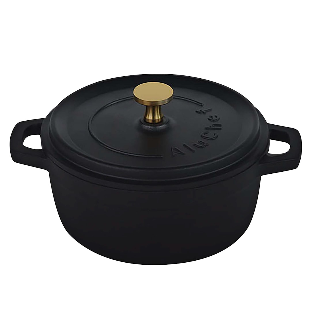 AluChef AP200011G Matte Blk 2.5 qt Casserole Dish w/ Gld Knob - 4 / CS