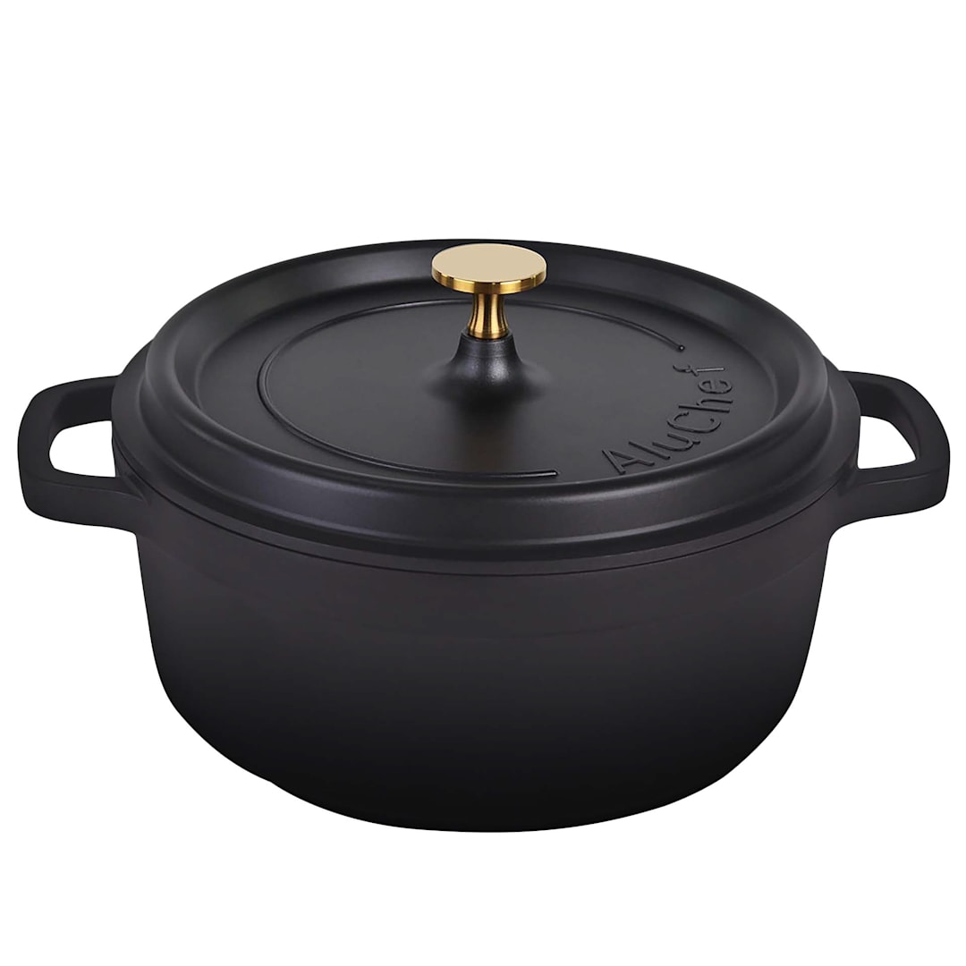 AluChef AP240011G Matte Black 4.5 qt Casserole Dish with Lid - 4 / CS
