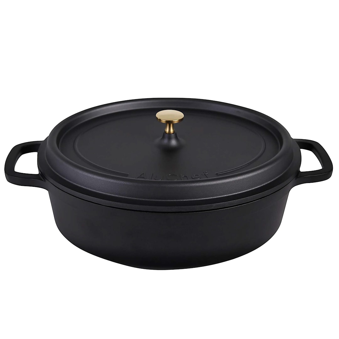 AluChef AP352911G Matte Black 8 quart Roaster w/ S/S Knob - 4 / CS