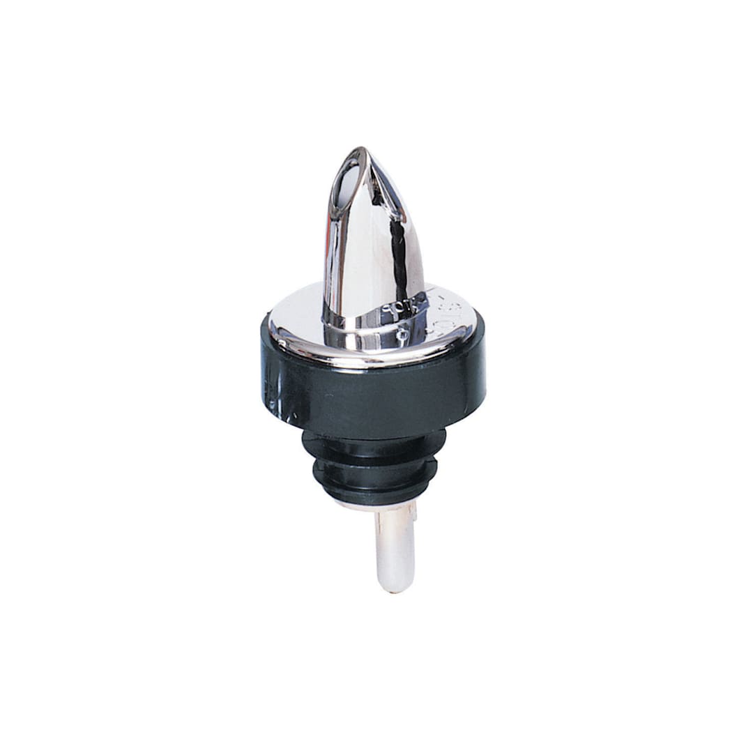 Spill-Stop 371-00 Chrome Plastic Pourer With Black Collar - Dozen