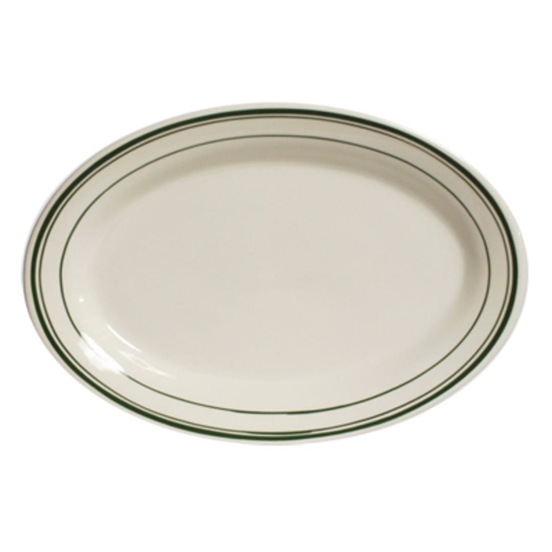 Tuxton TGB-034 Green Bay 9-3/8" Eggshell Oval Platter