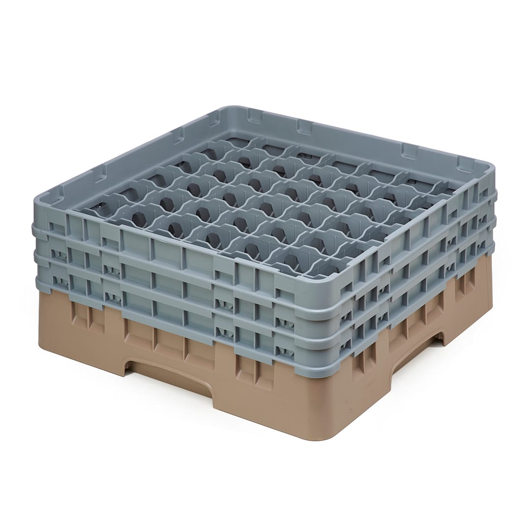 Cambro 49S638184 Camrack Beige 49 Compart. Glass Rack w/ 2 Extenders