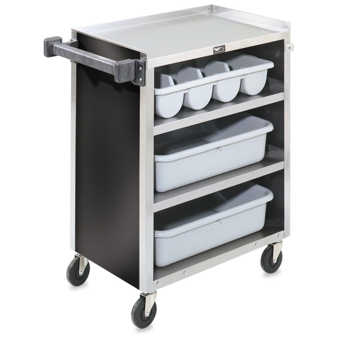Vollrath® 97180 S/S Enclosed 4-Shelf Vinyl Finish Bussing Cart