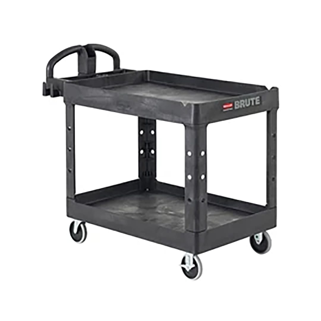 Rubbermaid FG450088BLA Black 2-Shelf 39" x 18" Utility Cart