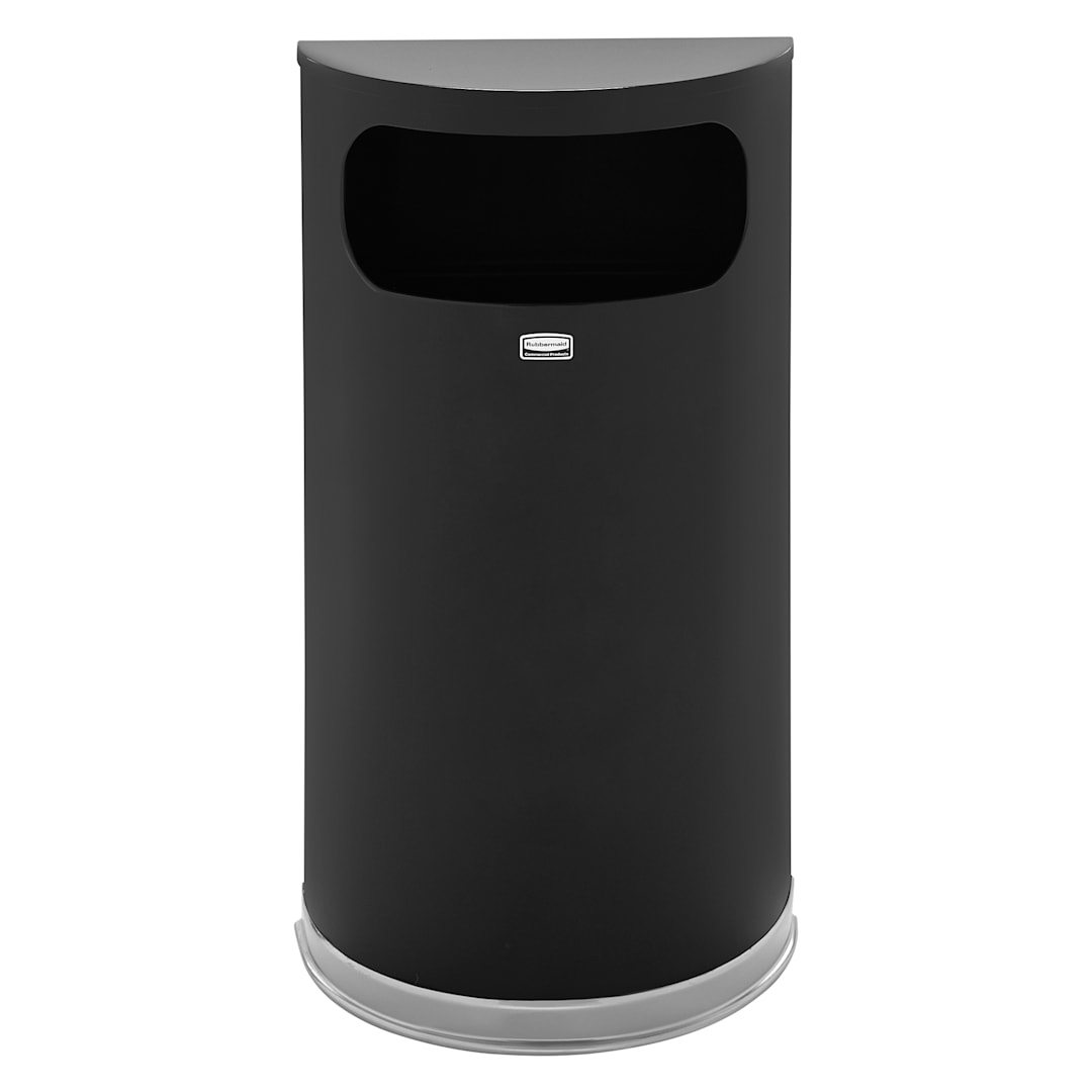 Rubbermaid FGSO820PLBK Metallic Steel Half Rounds 9 Gallon Trash Can