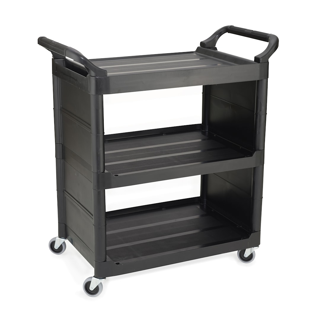 Rubbermaid FG342100BLA 2-Side Enclosed Utility Cart w/ Swivel Casters