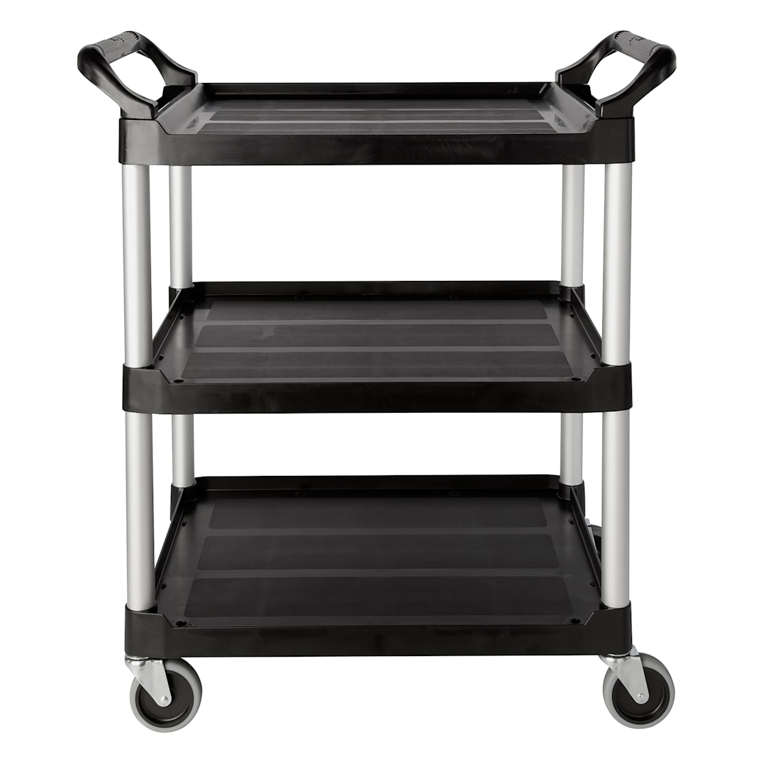Rubbermaid FG342488BLA 3-Shelf Utility Cart with Swivel Casters