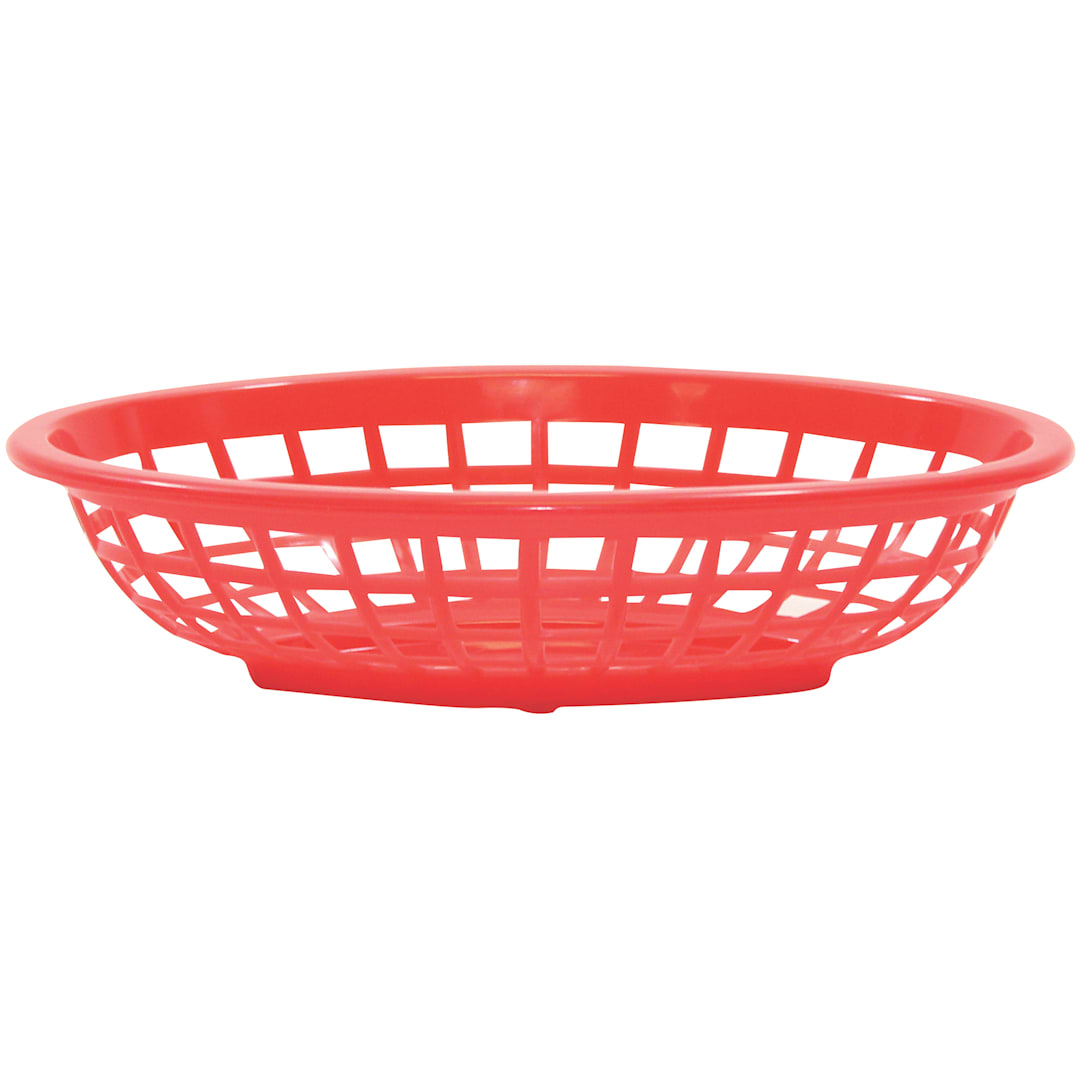 TableCraft 1071R Red 7.75" x 5.5" Oval Side Order Basket - Dozen