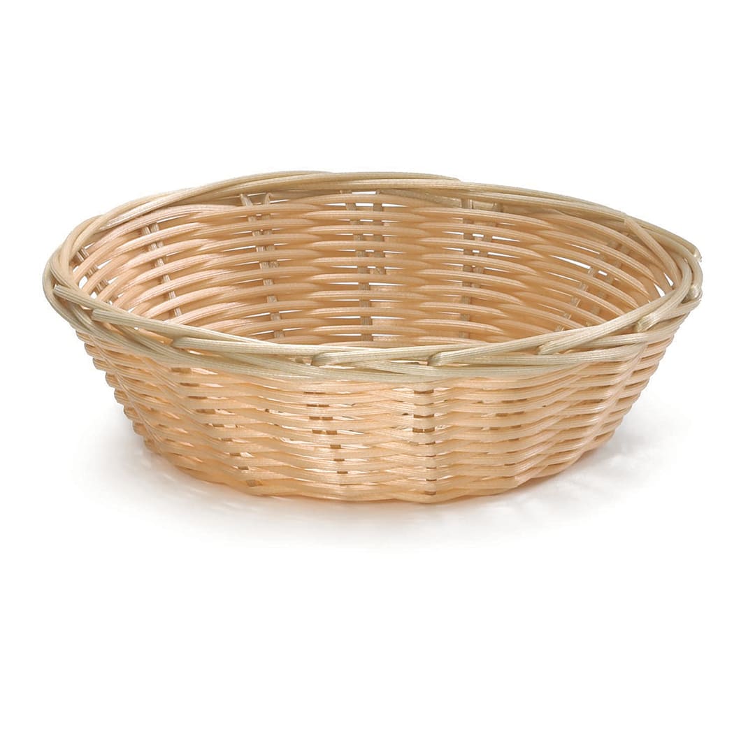 TableCraft 1177W 7" x 2" Hand-Woven Plastic Basket - Dozen