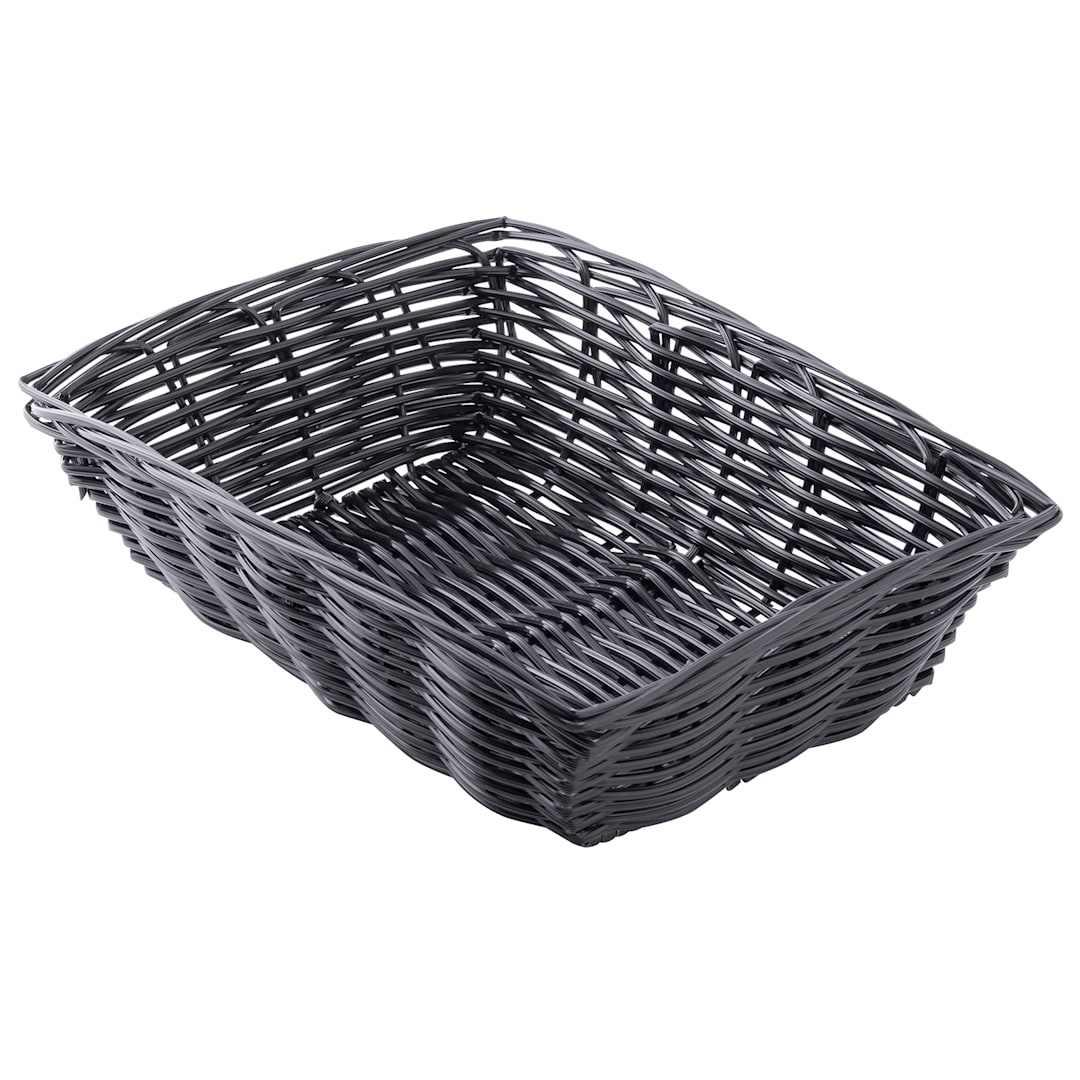 TableCraft 2472 Black 9" x 6" Rectangular Woven Plastic Basket - Dozen