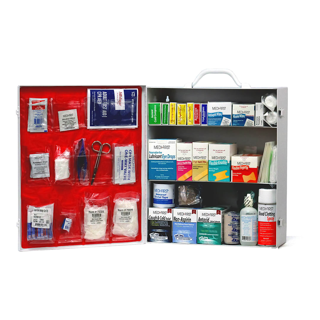 Darling Foodservice Metal 3-Shelf Industrial First Aid Cabinet