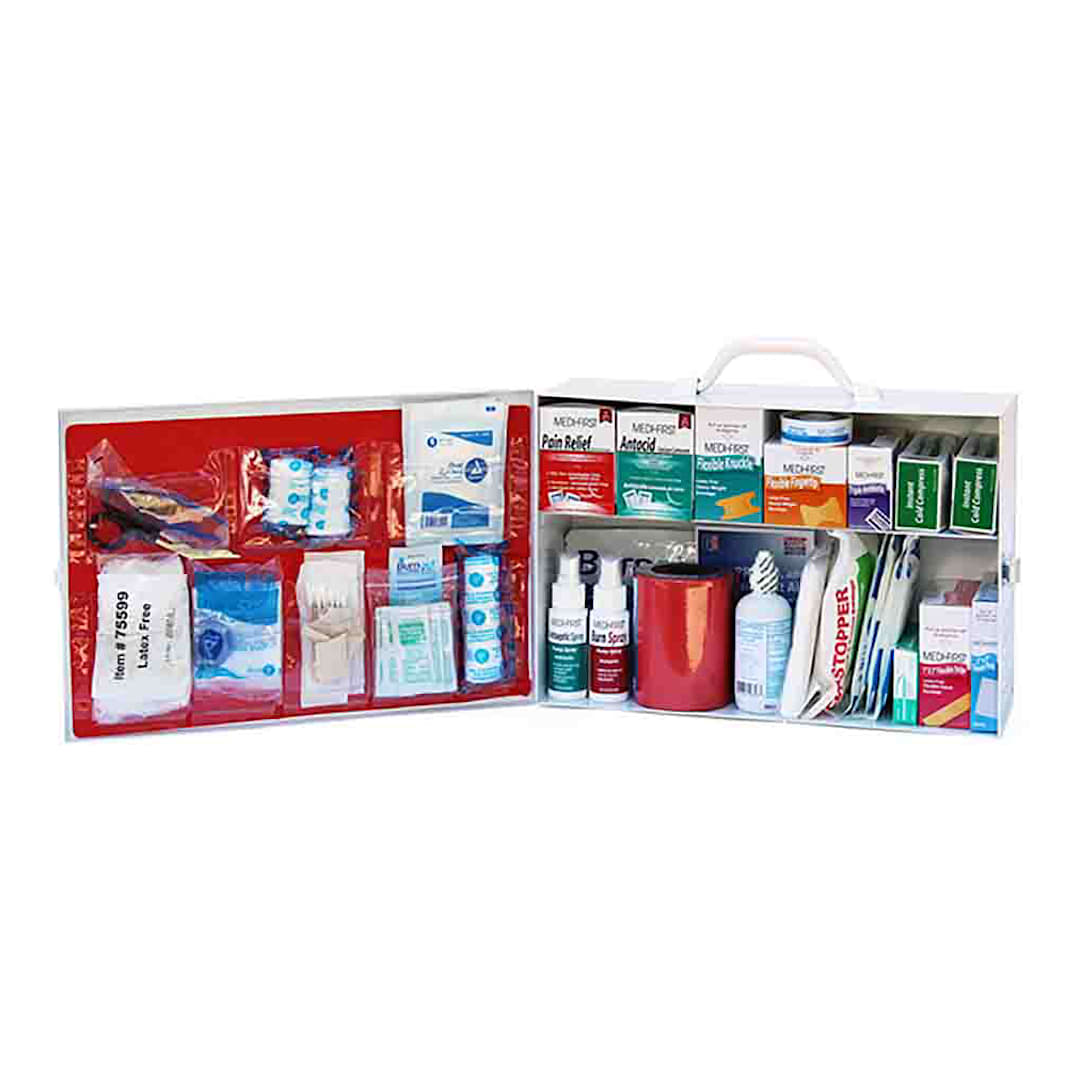 Darling Foodservice Small 2-Shelf Metal Office First Aid Kit