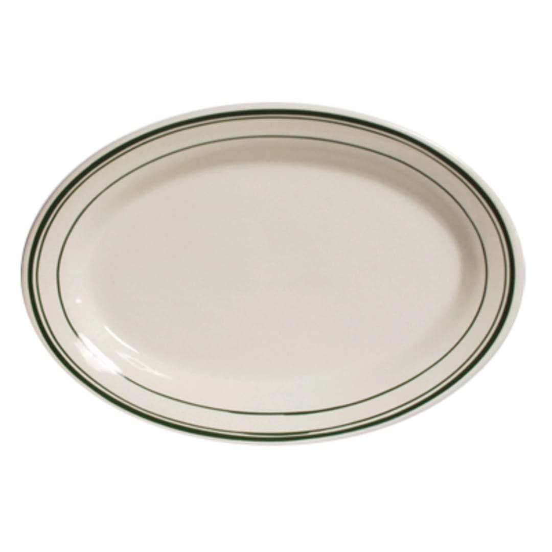 Tuxton TGB-012 Green Bay 10.5" Eggshell Oval Platter