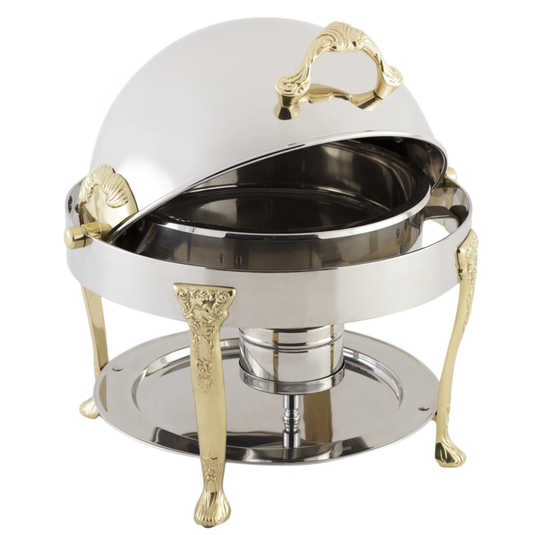Bon Chef 17014 Round 3 Qt. Petite Chafer w/ Brass Renaissance Legs