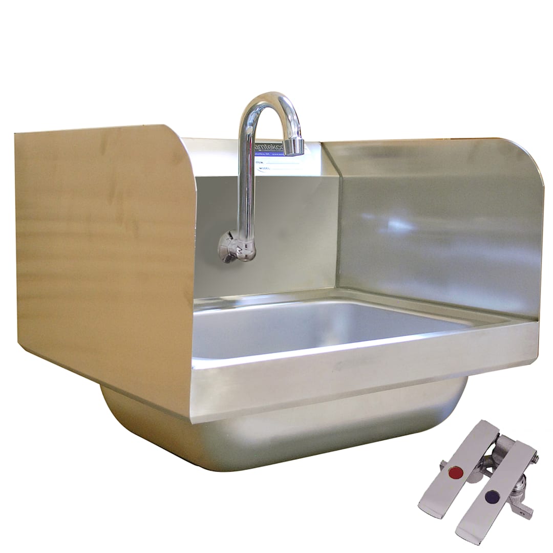Amtekco DH19D Knee Valve Wall Mount Hand Sink with Side Splashes