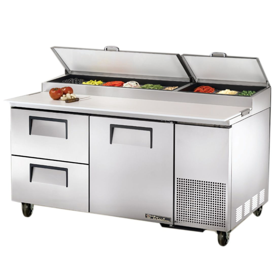 True® TPP-AT-67D-2-HC S/S 1-Door 2-Drawer Pizza Prep Table