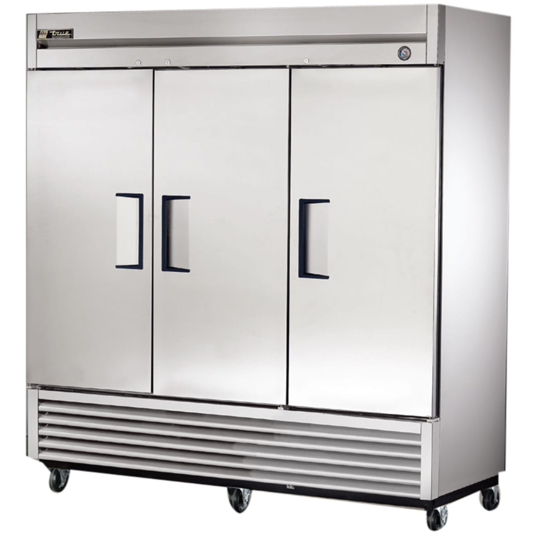 True® T-72-HC S/S 72 Cu Ft 3-Solid Door Reach-In Refrigerator