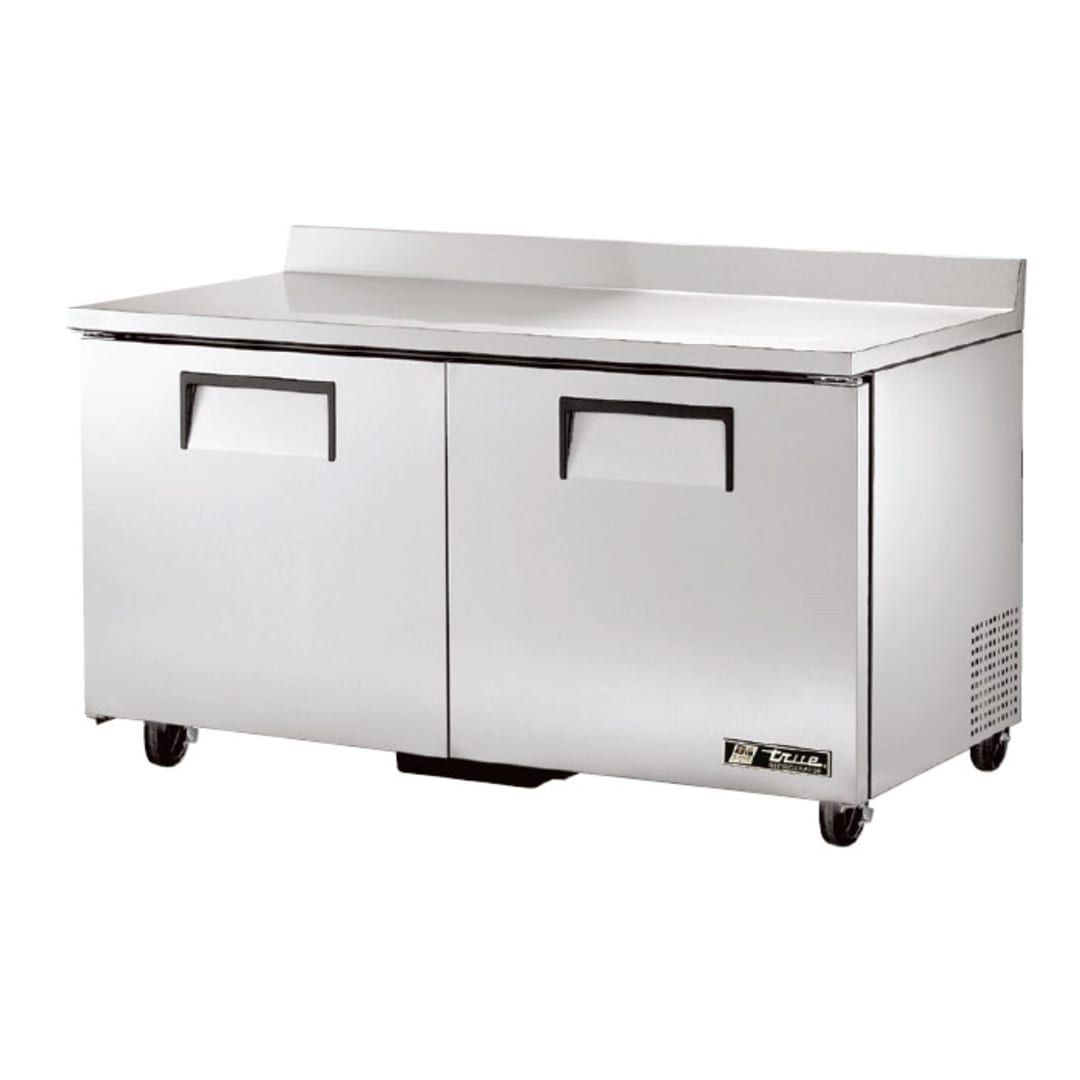 True TWT-60-HC S/S Solid Door 4-Shelf 15.5 Cu Ft Worktop Refrigerator