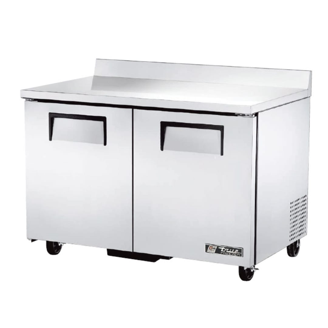 True TWT-48F-HC S/S Solid 2-Door 4-Shelf 12 Cu Ft Worktop Freezer