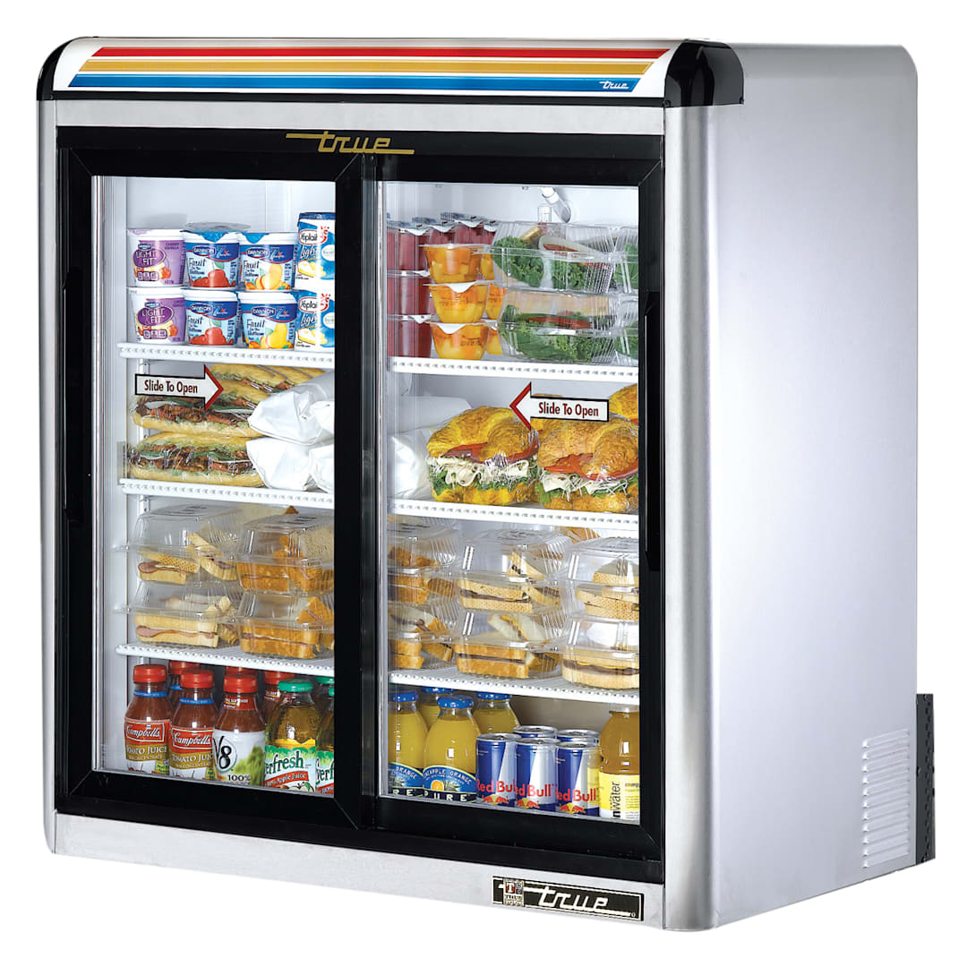 True GDM-09-SQ-S-HC-LD S/S Glass Door 9 Cu Ft Countertop Refrigerator