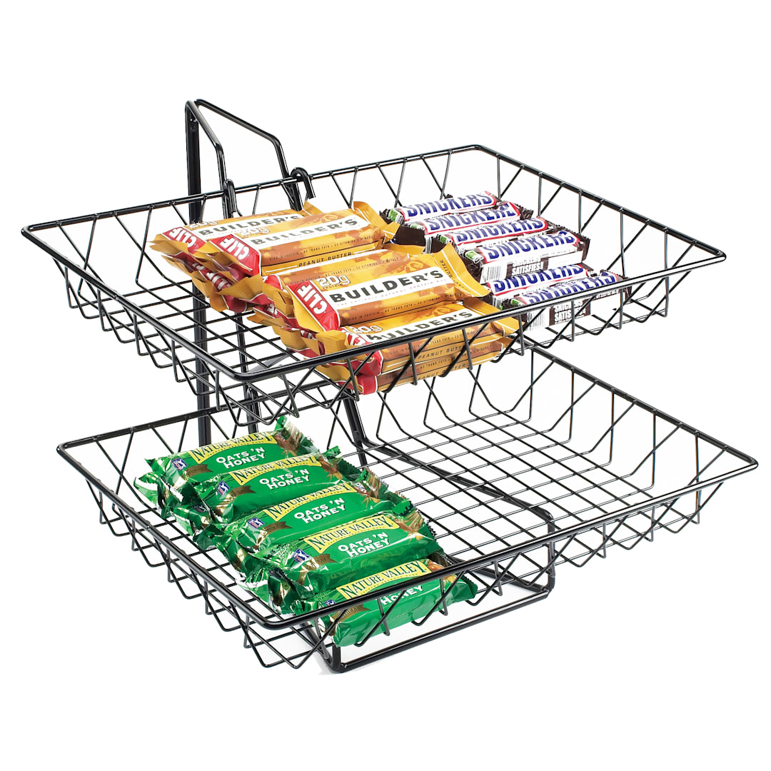 Cal-Mil 1291-2 Black Powder Coat 2 Tier 15" Display Server