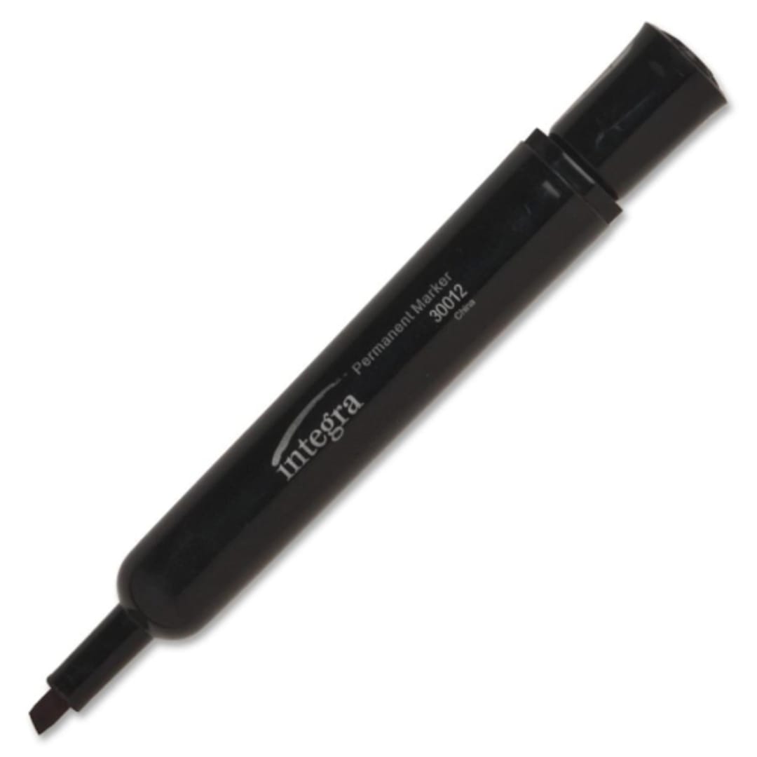 Integra ITA30011 Black Chisel Point Permanent Marker - Dozen