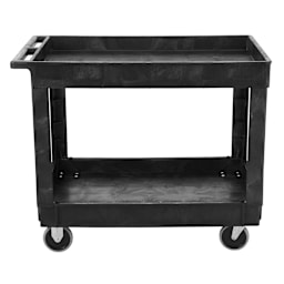 Rubbermaid FG9T6700BLA Black 2-Shelf Utility Cart Main Image