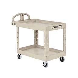 Rubbermaid FG450088 Beige 2-Shelf 39 x 18" Utility Cart Main Image