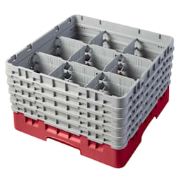 Cambro 9S958163 Camrack Red 9 Comp 5 Extender Glass Rack - 2 / CS Main Image