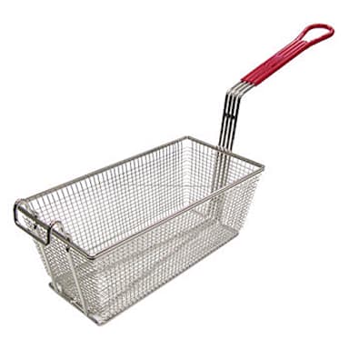 Adcraft® FBR-13612 Red Handle Nickel Plated Fry Basket
