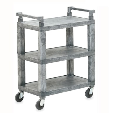Vollrath® 97112 Open 3-Shelf Gray Utility Cart w/ Plastic Uprights