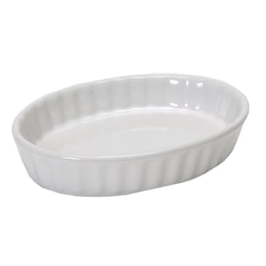 Tuxton BWK-0602 6 Oz. White Oval Fluted Creme Brulee Dish