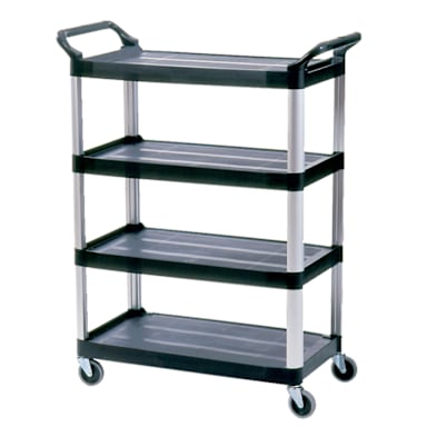 Rubbermaid FG409600BLA Xtra Open Sided 4-Shelf Cart