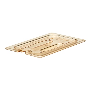 Cambro 40HPCHN150 H-Pan Amber 1/4 Size Notched Food Pan Cover w/Handle