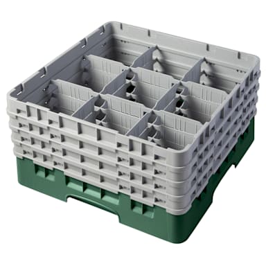 Cambro 9S800119 Camrack Sherwood Green 9 Compartment Full Glass Rack