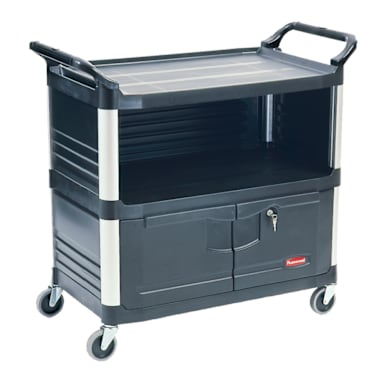 Rubbermaid FG409500BLA Xtra Equipment Cart w/ Locking Door