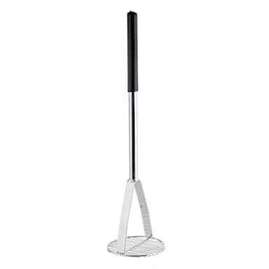 TableCraft 7324 Chrome Plated 24" Round Face Masher with Black Handle