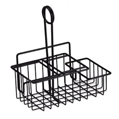 G.E.T. 4-31698 Black Powder Coated 3-Compartment Caddy w/ Menu Holder