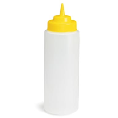 Custom Squeeze Dispenser w/ Standard Cut Tip, Yellow, 24 oz