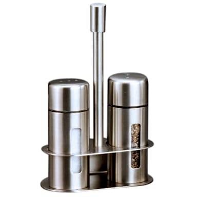 American Metalcraft SP6 Round S/S Salt And Pepper Shaker Set w/ Base
