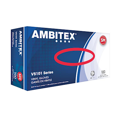 Tradex V5101-SM Ambitex Small Powdered Vinyl Gloves