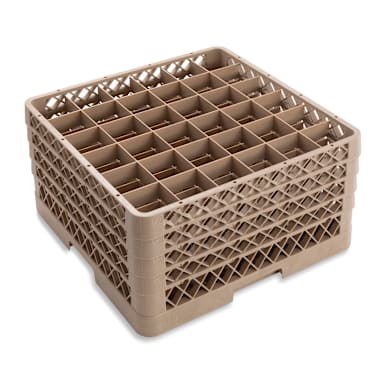 Traex® TR7CCCC Beige 36 Compartment Glass Rack with 4 Extenders