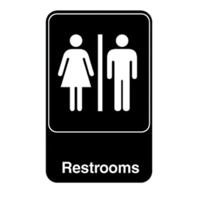 Traex® 5617 Black "RESTROOM" Sign with White Letters