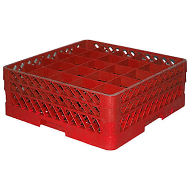 Traex® TR6BB-02 Red 25 Compartment Glass Rack with 2 Extenders