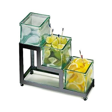 Cal-Mil 1803-4-13 Black Squared Stair-Step Frame w/ 3 Green Glass Jars
