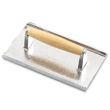 Browne Foodservice 706 Gray Iron Steak Weight with Wood Handle