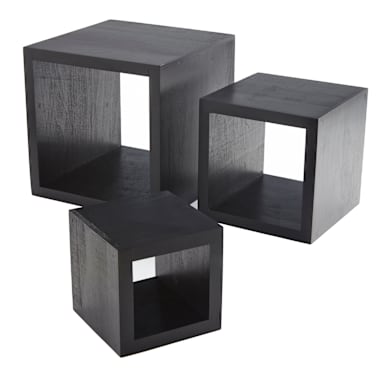American Metalcraft RSB1 Black Wooden Square 3-Piece Riser Set