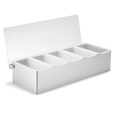 TableCraft 1605 5-Compartment Condiment Holder with Plastic Lid